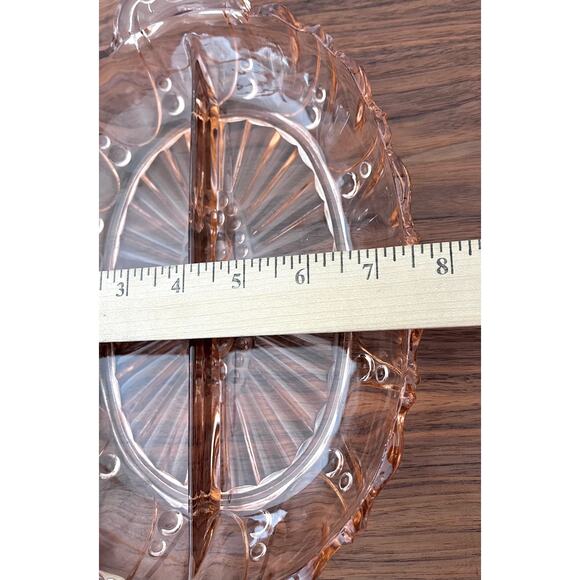 Oyster and Pearl Pink 12" Oval 2 Part Relish Dish by Anchor Hocking Vintage - Picture 12 of 12